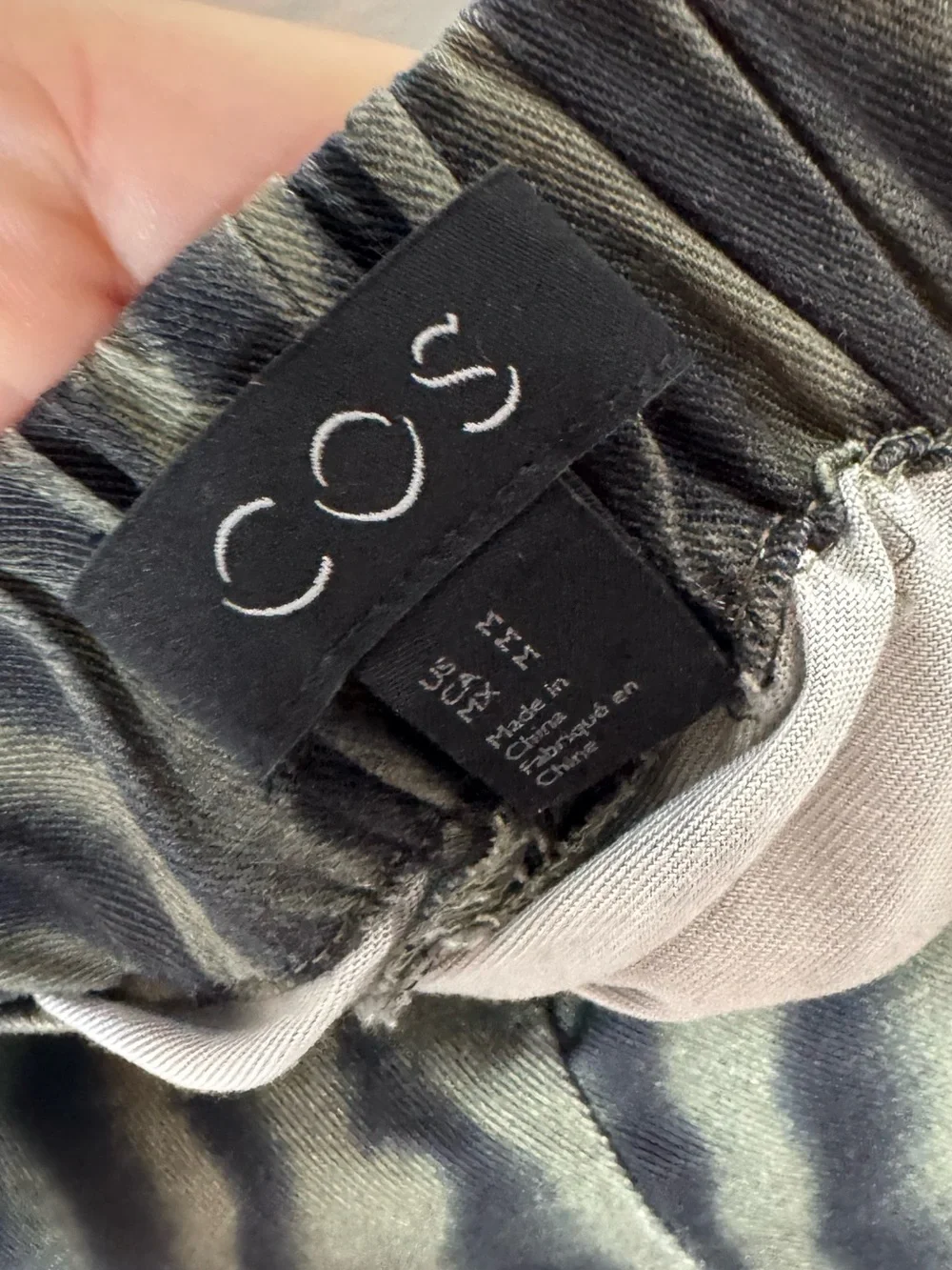 Cos Loose Trouser medium green and black abstract print